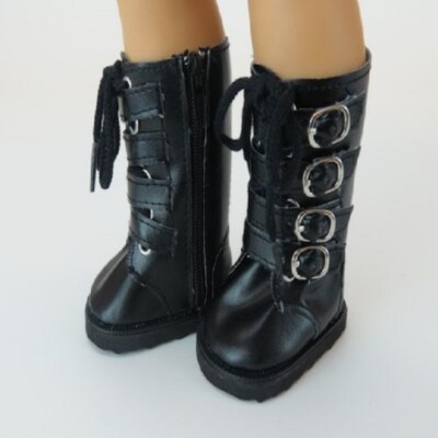 Doll Clothes 18'' Boots Black Buckle Leather Zipper Fits  American Girl Dolls
