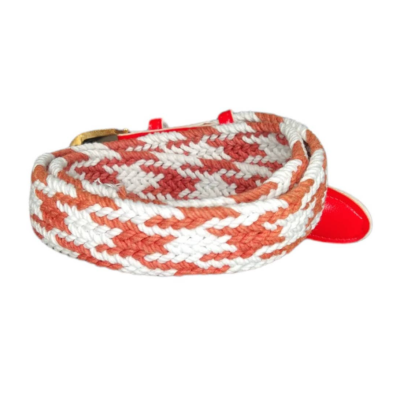 NOS 90s Vintage Braided Rope Belt size S/M Orange Red  display picture 2