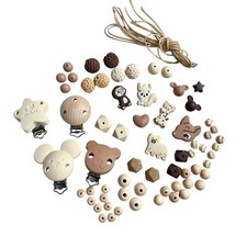 Schnullerkette Bastelset Starterset Zubehör Perlenset Silikon Holz Neutral