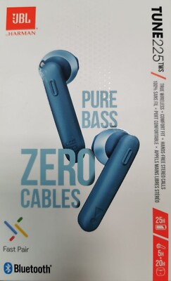 JBL Tune 225 TWS Lifestyle Bluetooth Kopfhörer blau Sport 5h inkl. Ladecase NEU