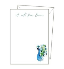 Personalised name PEACOCK NOTEPAPER - A6 A5 A4 writing paper, 14 & envelopes