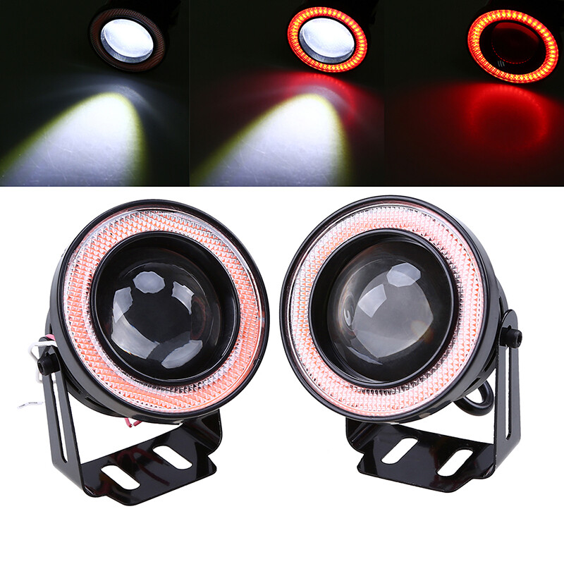3.5 Inch LED Fog Light With Red Angel Eye Halo - Projector Driving Lamp, IP65 Waterproof