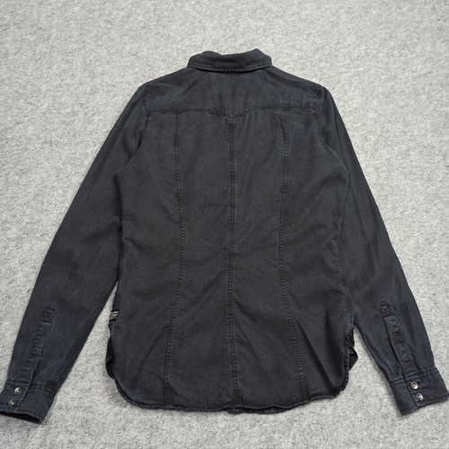 G-Star Crudo Denim Donna Shirt Taglia M Slim Grigio Scuro Perla Scatto a Bottoni - Foto 2 di 12