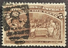 US Stamps Collection Scott # 234 - 5 Cent Columbian - Used