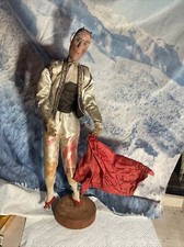 Antique Wooden Matador,18 Inches Tall,distressed Condition,with Matador Plate