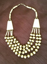Retro 1980's Necklace Bone and Silver 4 Strands 50cm