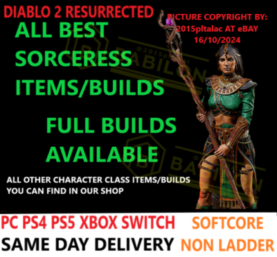 #ad ✅PC PS4 PS5 XBOX SWITCH✅ SORCERESS ALL BEST ITEMS BUILD DIABLO 2 RESURRECTED D2R $55.20