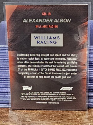2024 Topps Chrome Formula 1 Speed Demons-Alexander Alban #SD-19 | eBay