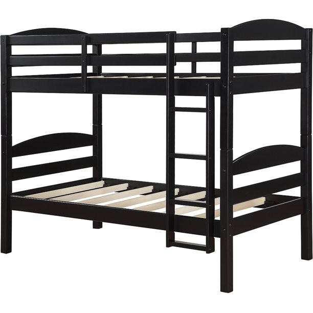 Better Homes & Gardens Leighton Kids Wood Twin-Over-Twin Bunk Bed, Black