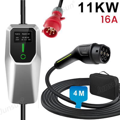 EV Ladegerät Ladekabel Starkstrom Schuko 11/22KW 16/32A 4-6M Typ2 Mobile Wallbox