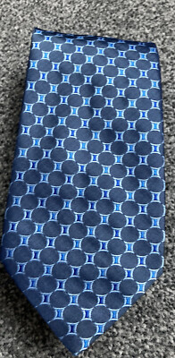 Herren Krawattenhalter blau geometrisch Vintage Polyester Krawatte 3,5'' breit 53'' lang