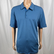Adidas Golf Men's 2XL Blue Striped Poly/Spandex Stretch Short Sleeve Polo Shirt