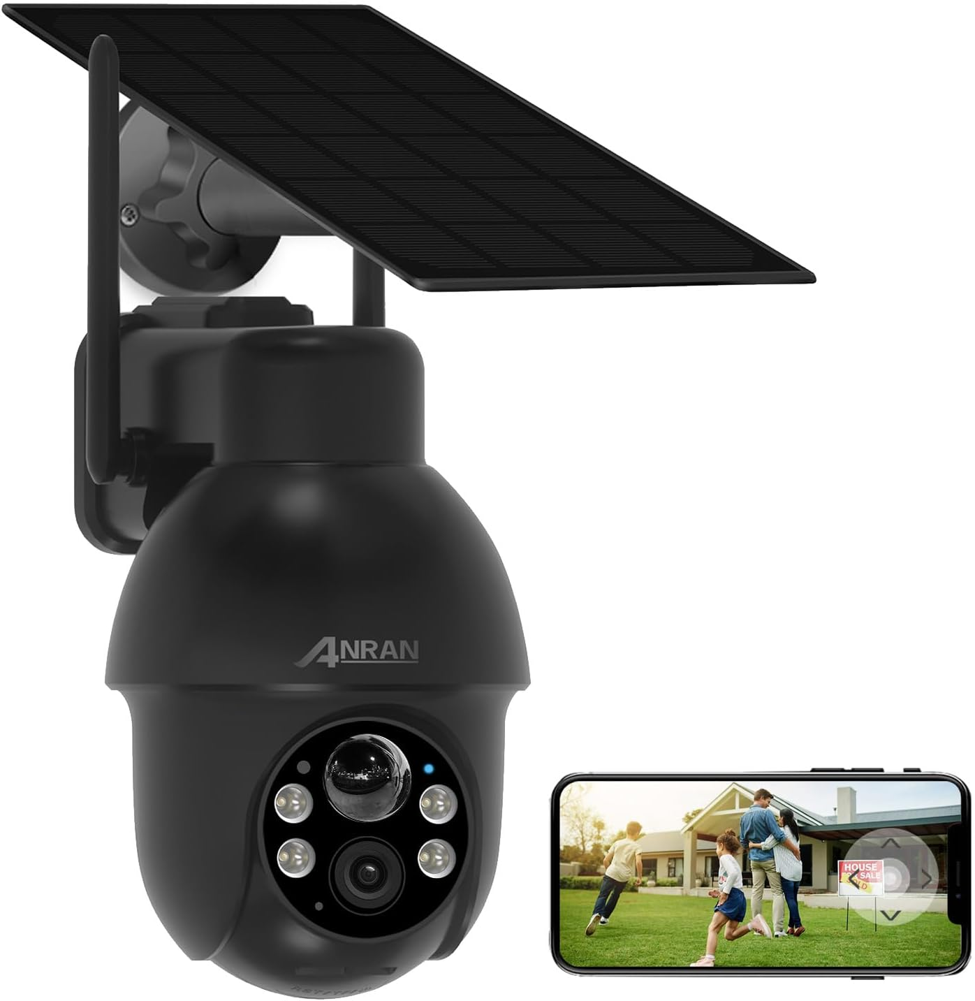 2K Solar Camera Wireless Outdoor, 360° PTZ 2.4G Wifi Camera for Home Security Ba