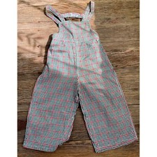 Vintage 1950s Toddler Gingham check Cotton Overalls Sears 2/3T