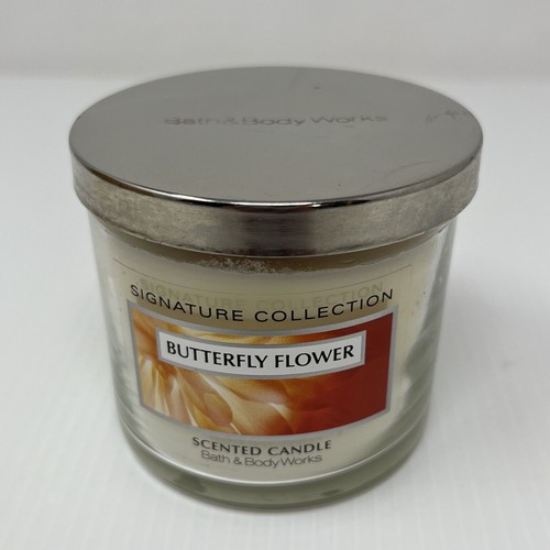 Bath & Body Works SCHMETTERLING BLUME Kerze einzelner Docht 4-Unzen Auslaufduft