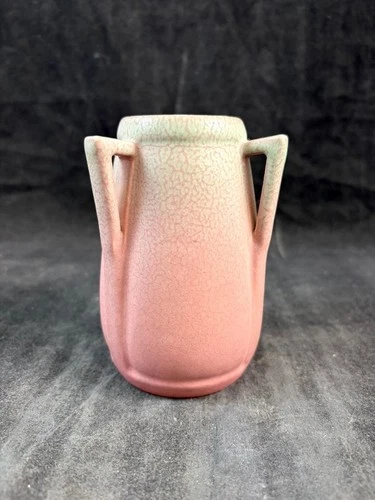 Rookwood Pottery Matte Finish Green into Pink Blush Gradient Vase 2330 1925