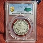 1915 Barber Half Dollar 50C Silver Coin PCGS F12 CAC Nice Eye Appeal