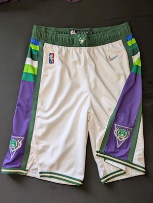 New Milwaukee Bucks 38 Medium Large Team Issued Shorts NBA 75th City Edition