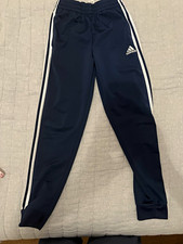 Adidas Boys M 10/12 Navy Blue 3 Stripe Track Pants Athletic Soccer Joggers