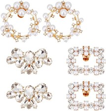 PandaHall 3 Paar Schuhclips, 3 Stile Strass Kristall Metall Schuhclips Kranz