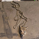 Roberto Coin Signed 925 Sterling Silver Wolf Head Pendant Cable Necklace — photo 1