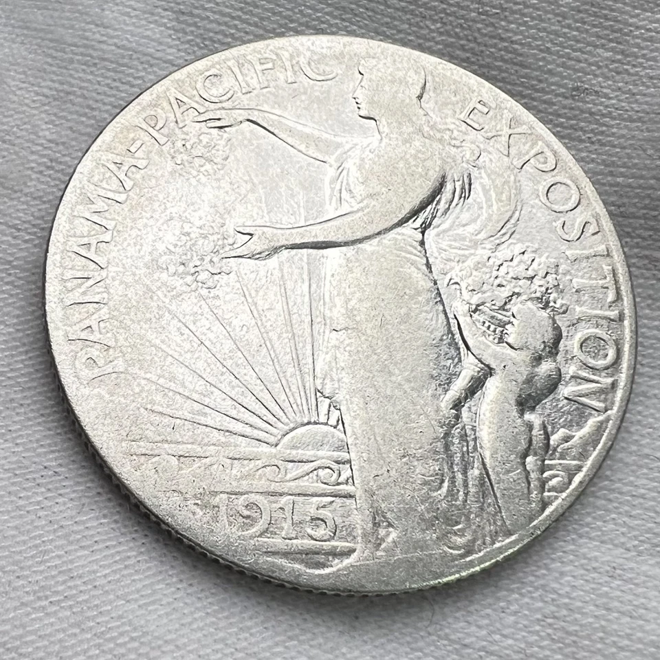 1915-S Panama Pacific Classic Commemorative .50c Half Dollar Silver Coin - Image 2 of 4