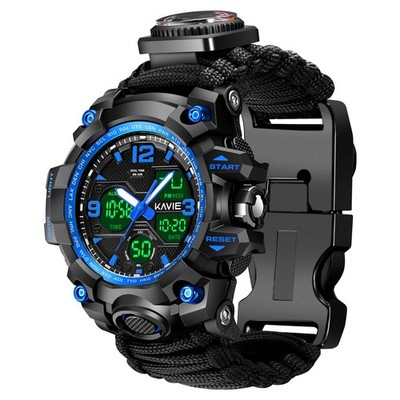 23-in-1 Survival Military Digital Watch, Mens Tactical Multi-Functional and A...