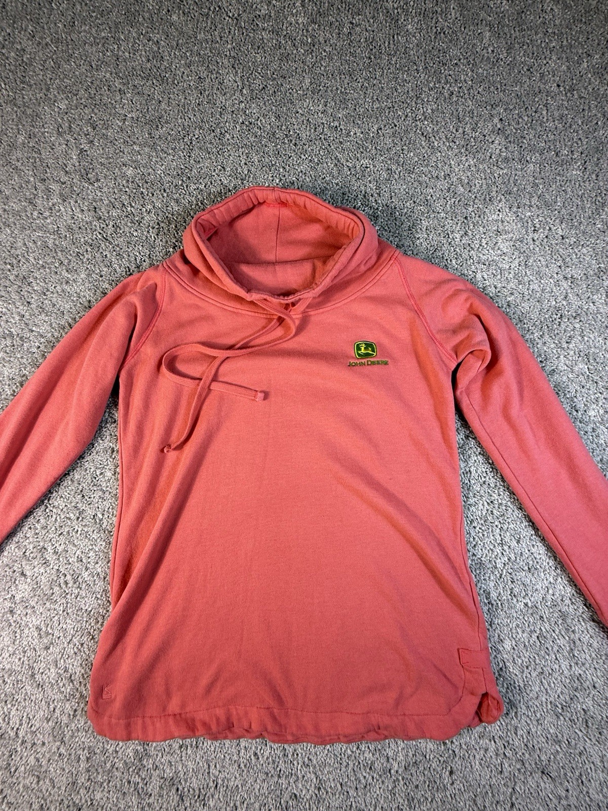 Women’s John Deere Sweatshirt Size Small Coral Cowl Neck