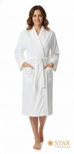 White Unisex Bathrobes 100 Cotton Kimono Style With Belt 48x63 or 52x70