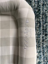 Dock A Tot Deluxe Plus  Dock Baby Lounger 0-8 Months Gray Plaid Cushion W Cover