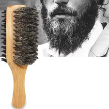 Men Boar Bristle Hair Brush Natural Wooden Wave Brush for Male, Styling Beard Ha