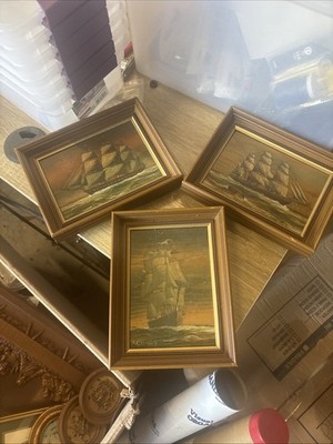 Vintage L. Forbes-Wolfe Engraved & Painted Ship Art (1977 & 1978)