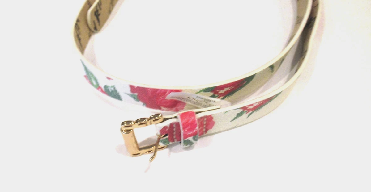 Betsy Johnson 100% Patent Leather Fuschia Pink Laser Cut Roses Belt Size S Betsey Johnson Flower Floral Belts for Women for sale | eBay main image 4