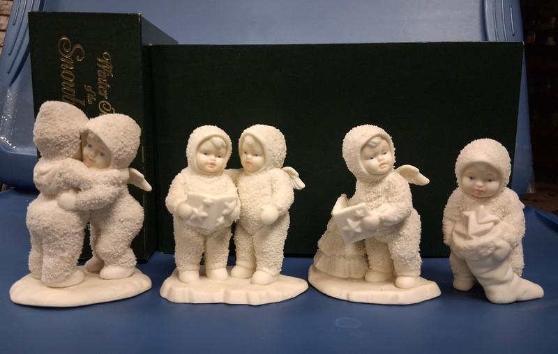 4 VTG Dept. 56 Snow Babies: NEED A HUG; LITTLE STARS; and THESE ALL MINE
