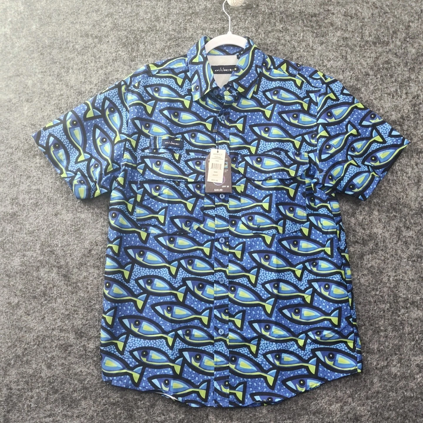 5 Lot Shirts Short Sleeve Button Up Small Funny Ocean Print Fishing NEW