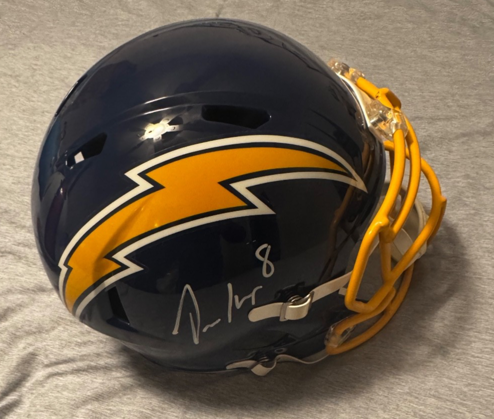 OMARION HAMPTON Autographed Signed Los Angeles Chargers THROWBACK SPEED REP HELMET - BECKETT 