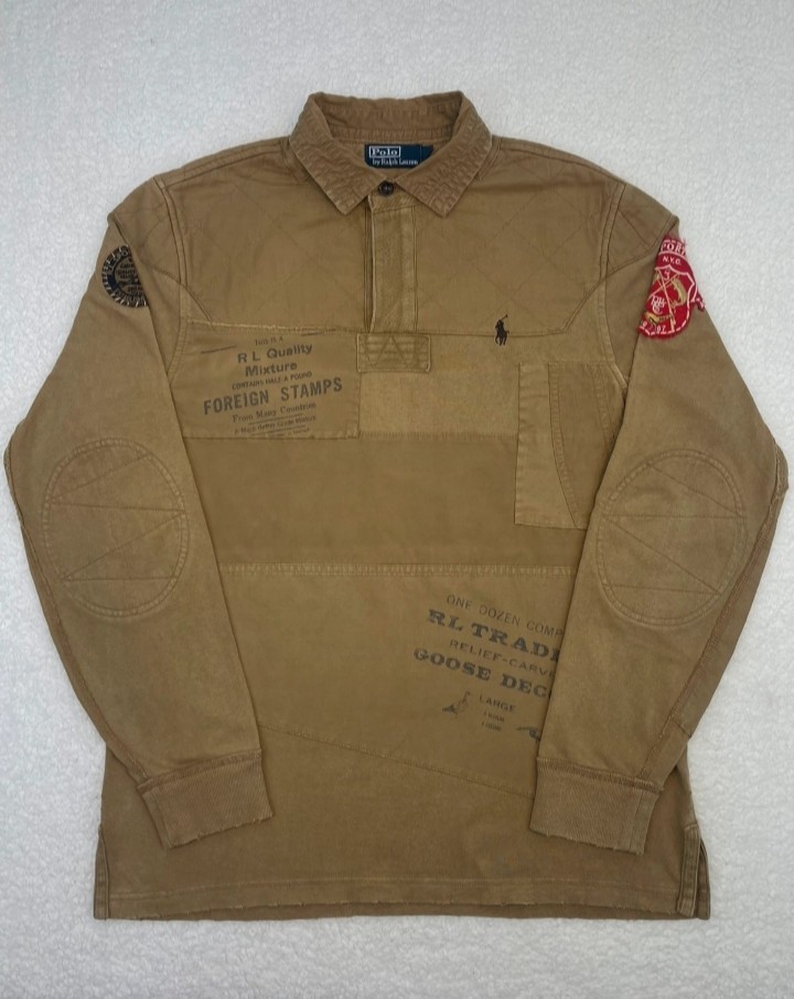 RARE Vintage POLO RALPH LAUREN Sportsman Hunting Graphic Rugby Shirt Patches XL