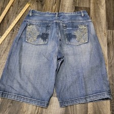 Vintage Y2K Route 66 Embroidered Design Denim Baggy Shorts Jorts 38