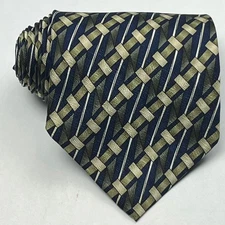Louis Roth Mens Silk Necktie Geometric Abstract Blue Green Multi-Color Tie