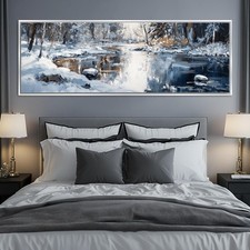 Winter Lake Canvas Panoramic Print Extra Large Gallery Wrapped Wall Art