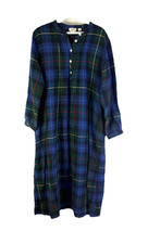 VTG 90s L.L. Bean Womens Small Petite Flannel Plaid Nightgown Granny Primitive