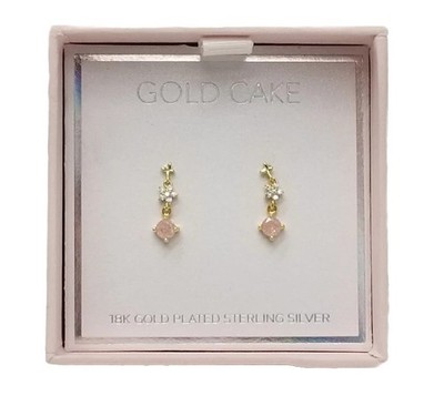 Neu Box Gold Kuchen 18K vergoldet Sterling Rosa Ohrhänger Ohrstecker Schmuck 