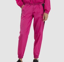 Reebok Women's Pink Drawstring Elastic Waist Vector Woven Track Pants Size L