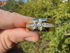 Men's Vintage 14k Solid Gold Natural High Quality Diamond Ring - Channel Wedding