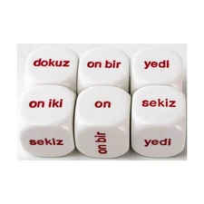 Koplow Foreign Language Dice d6 20mm Number Dice 7-12 - Turkish Words (6) New
