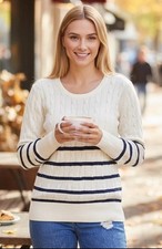Damen Strickpullover Baumwolle Sweatshirt Pul...