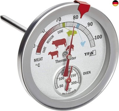 TFA Dostmann 141027 Analoges Braten-/ Ofenthermometer 14.1027, aus Edelstahl,