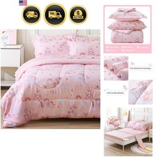 Kids Twin Bedding Sets for Girls, Soft Twin Comforter Set with Sheets, 5 Piec...