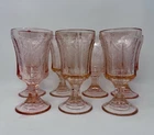 Indiana Glass MADRID Pink Depression Recollection Footed Goblet- Set Of 7