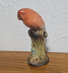 Czech Bird On A Stump Ceramic Flower Frog Czechoslovakia 18